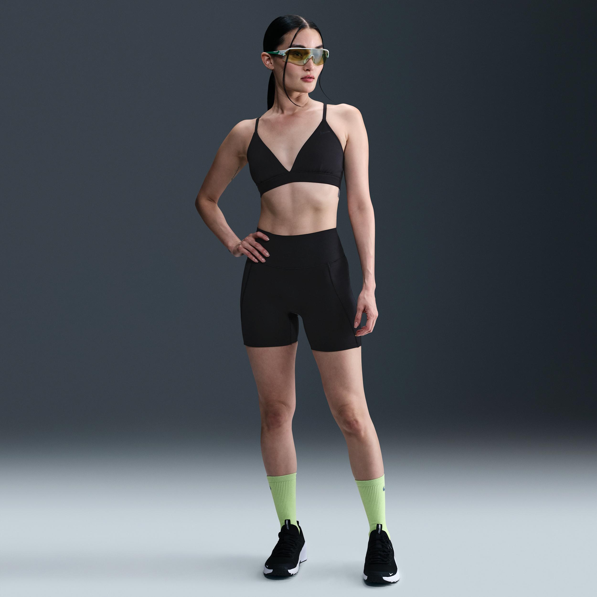 Nike Womens Form Light-Support Non-Padded Triangle Sports Bra | HQ7003-011 Product Image