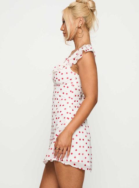 I Guess So Mini Dress White / Burgundy Product Image