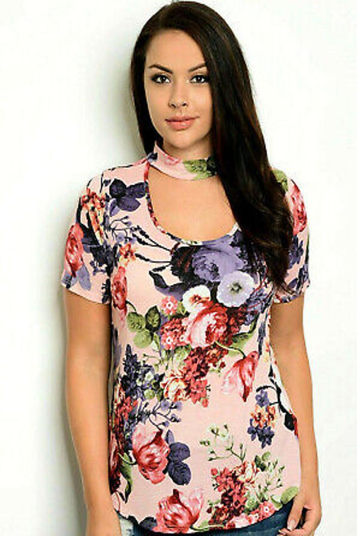 Pink With Floral Short Sleeve Product Image