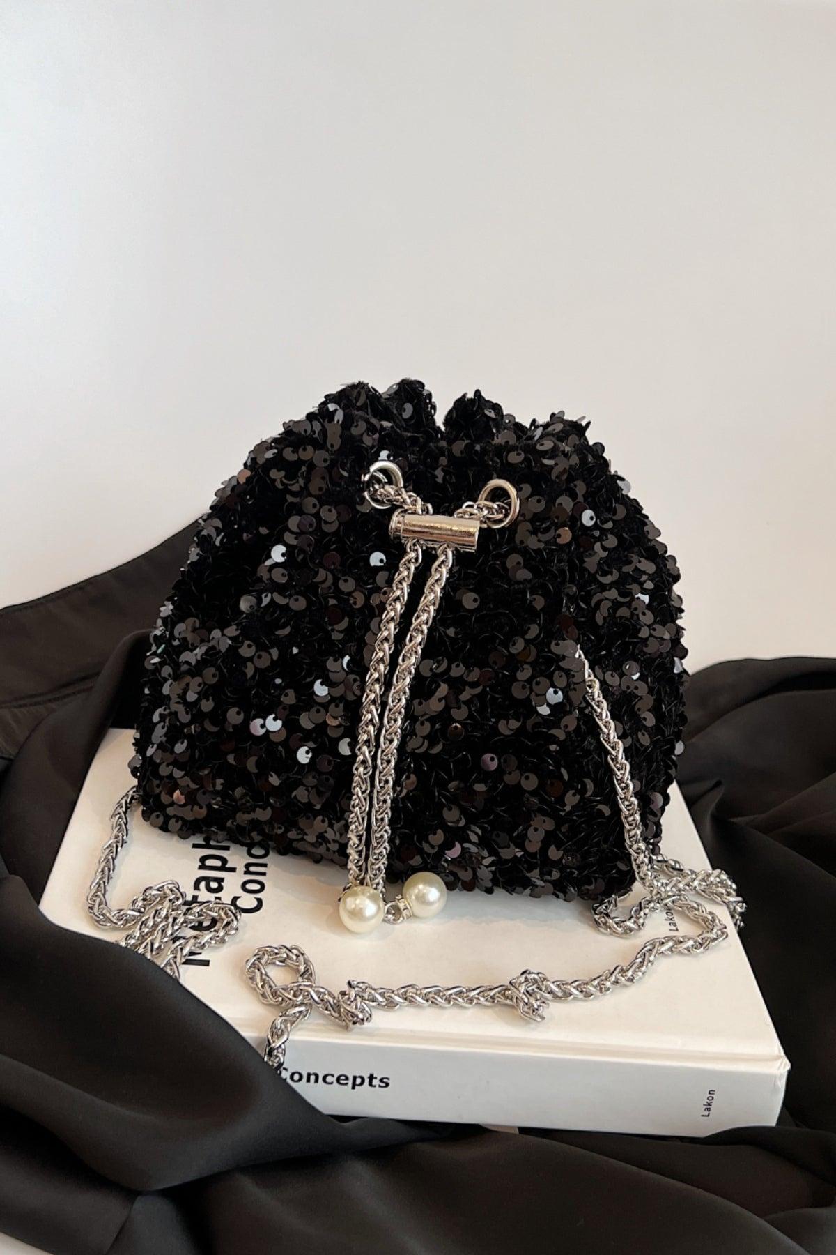 Sequin Chain Drawstring Bucket Bag Product Image
