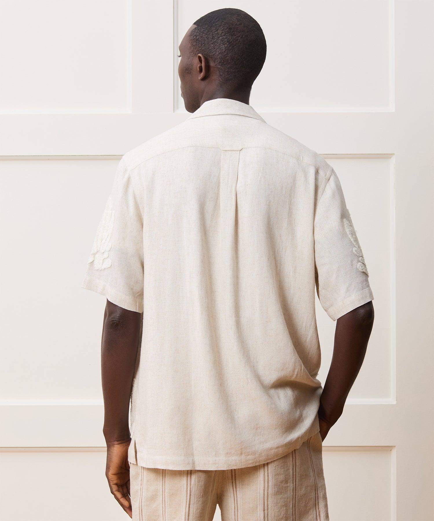 Embroidered Palm Leaf Camp Collar Shirt Product Image