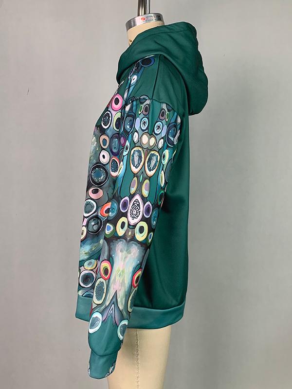 Long Sleeves Printed Hooded Hoodies Tops Product Image