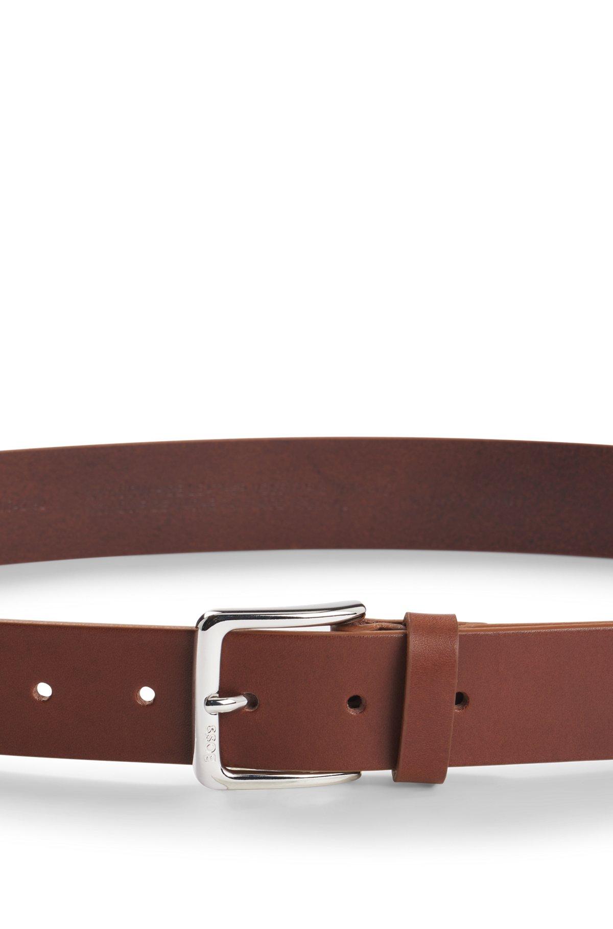 Italian-leather belt with silver-tone buckle Product Image