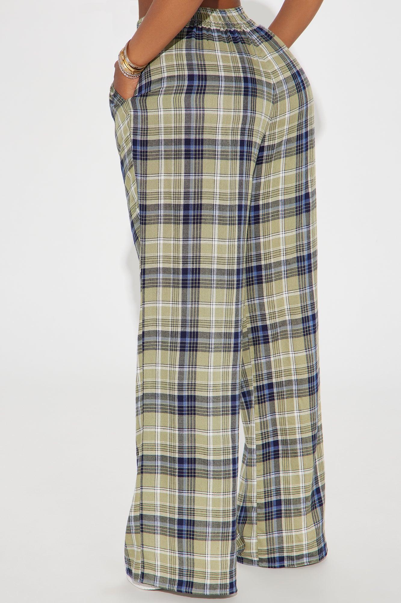 Crazy About You Plaid Boxer Pant - Sage Product Image