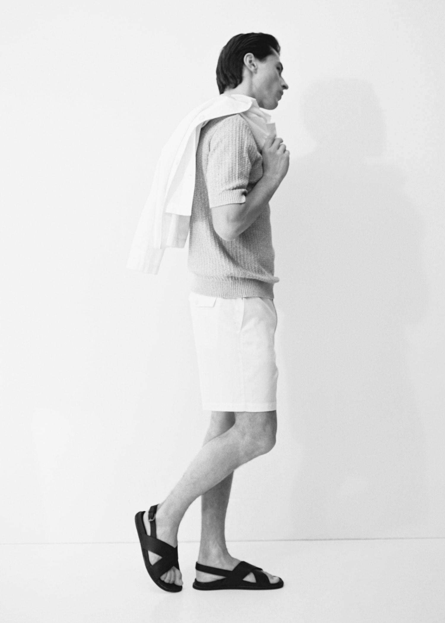 Structured knit cotton polo - Men | MANGO USA Product Image