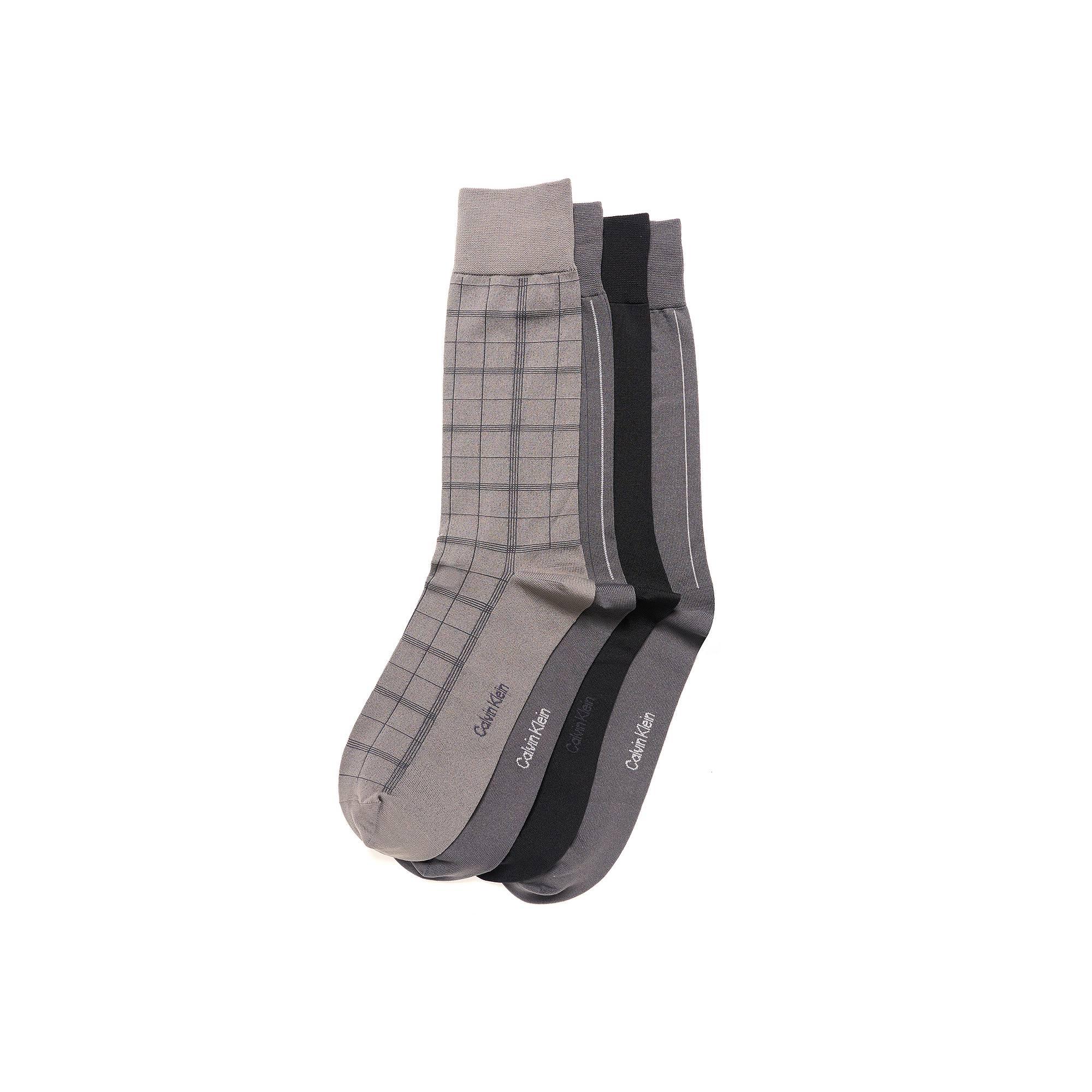 Men's Calvin Klein Plaid Dress Socks 4-Pack, Grey Product Image