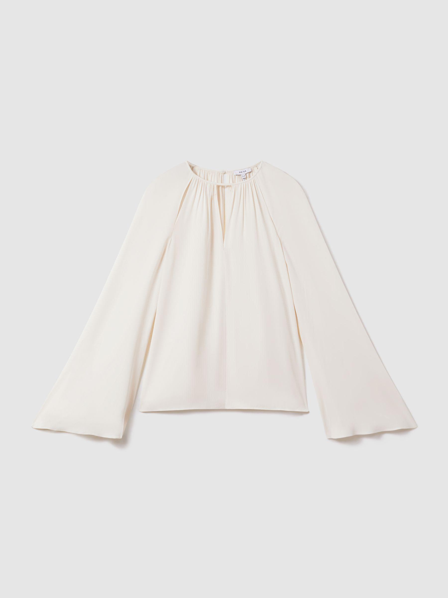 Cut-Out Flute Sleeve Blouse in Ivory Product Image