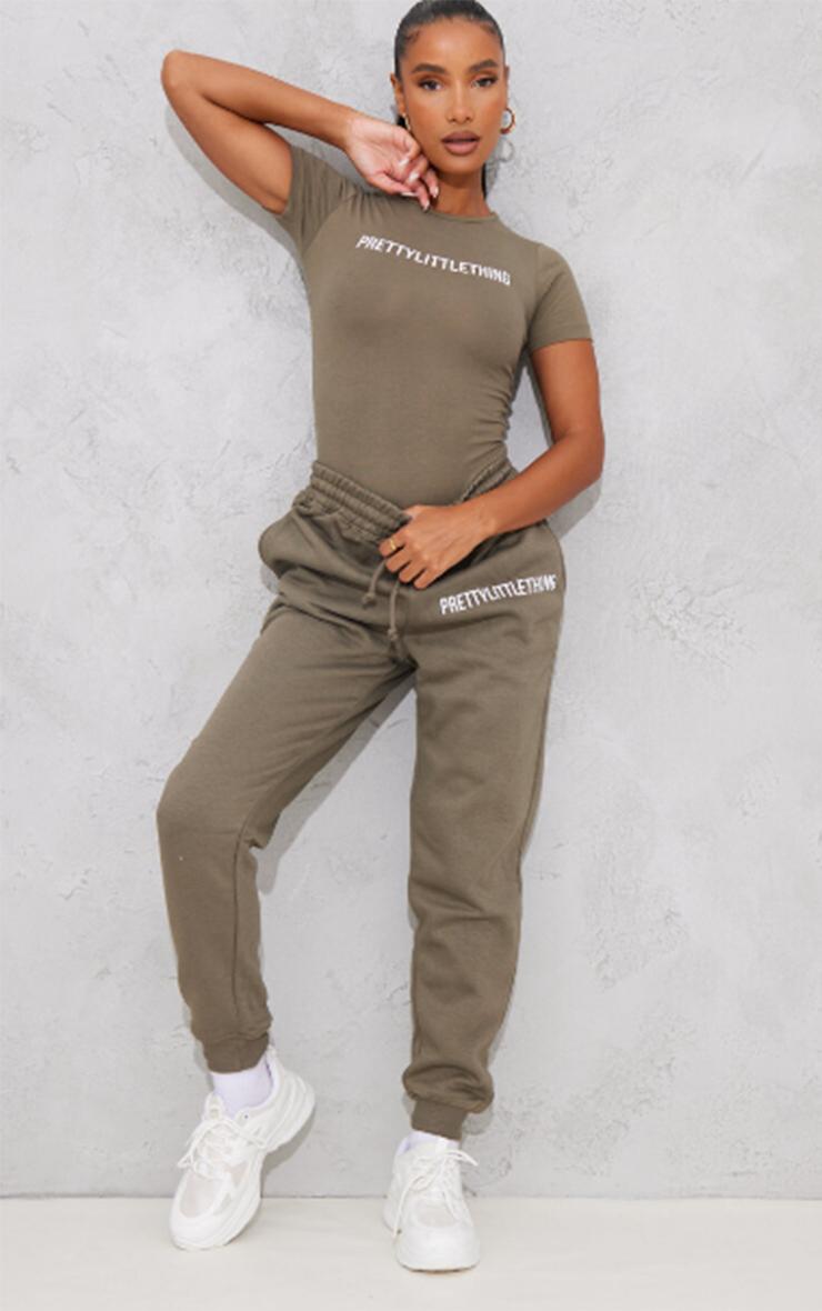 PRETTYLITTLETHING Sage Khaki Prettylittlething High Waist Cuffed Sweatpant Product Image