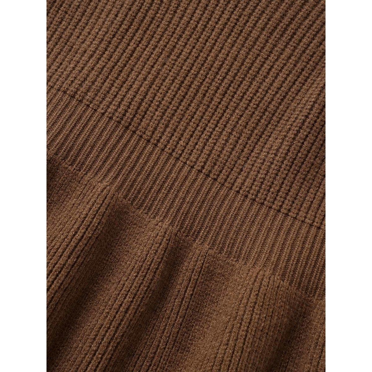 Plus Size Supersoft Essentials Solid Square Neck Raglan Sleeve Pullover Chocolate Women Elegant Long Sleeve Square Neck Everyday Pullovers BloomChic 28/5X Product Image