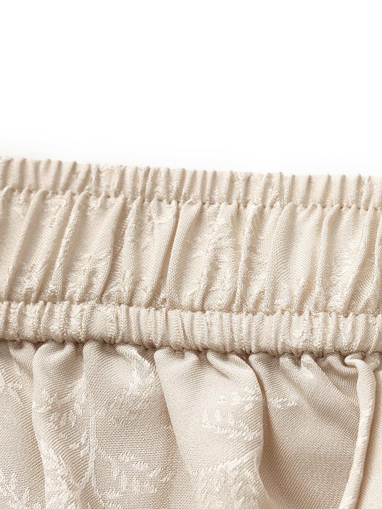 16 Momme Mulberry Silk Jacquard Women Wide Leg Pants Product Image