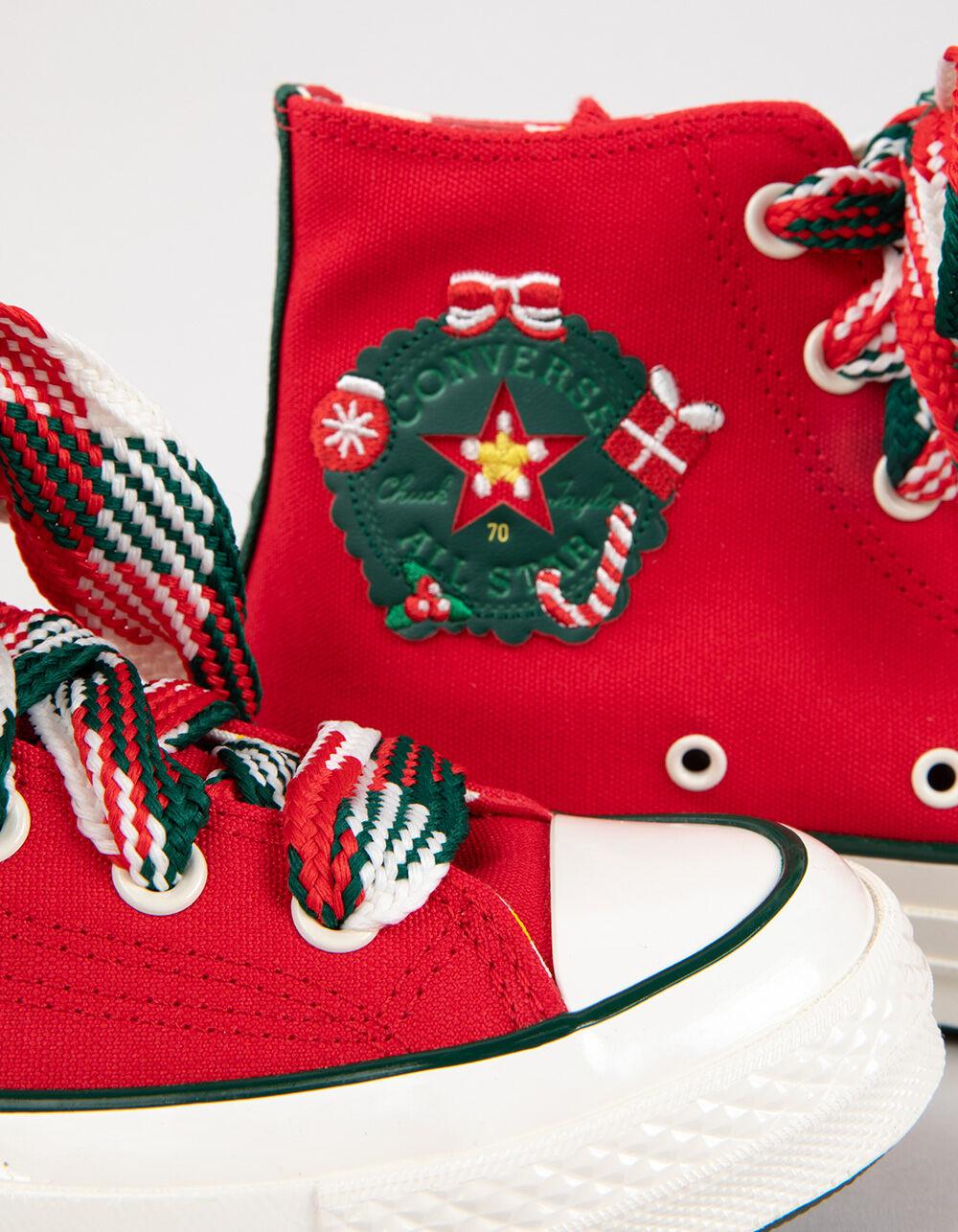 CONVERSE Chuck 70 Christmas High Top Womens Shoes - GREEN Product Image