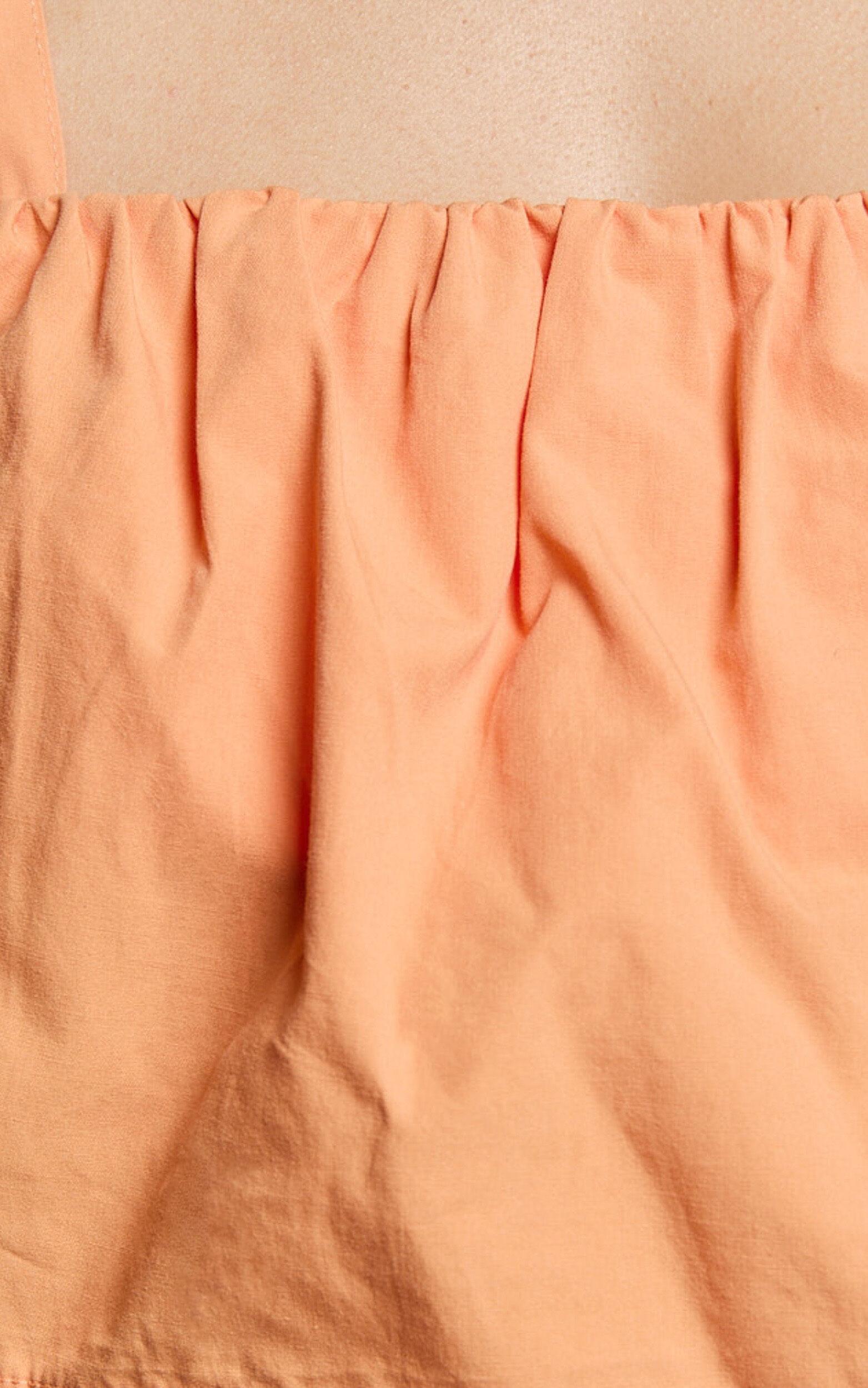 Hannah Two Piece Set - Frill Crop Top and High Waist Shorts in Sherbet Orange Product Image