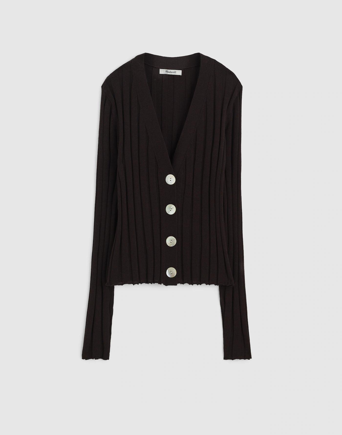 Ribbed V-Neck Cardigan Product Image