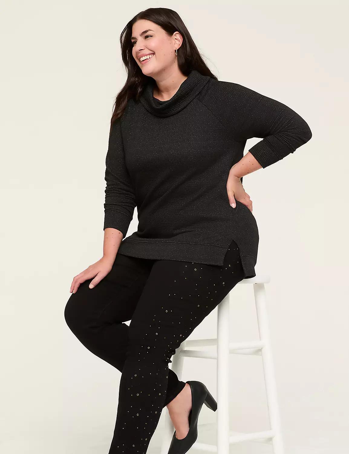 Relaxed Cowlneck Textured Pullover Top Product Image
