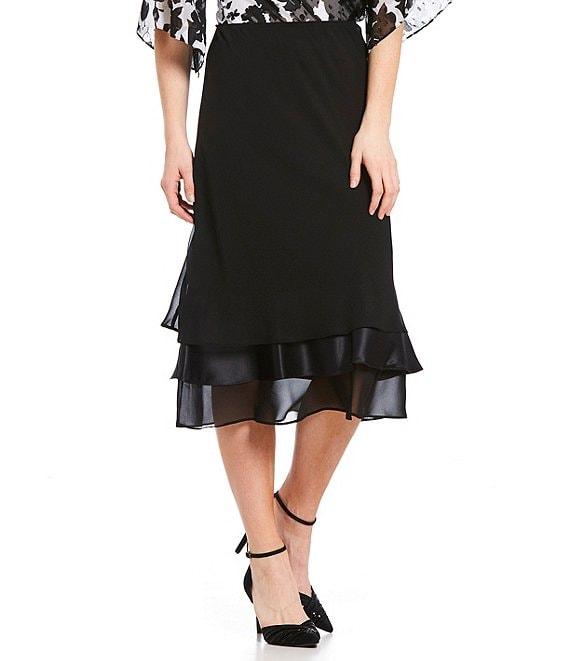 Alex Evenings Triple Tier Hem A-Line Midi Skirt Product Image
