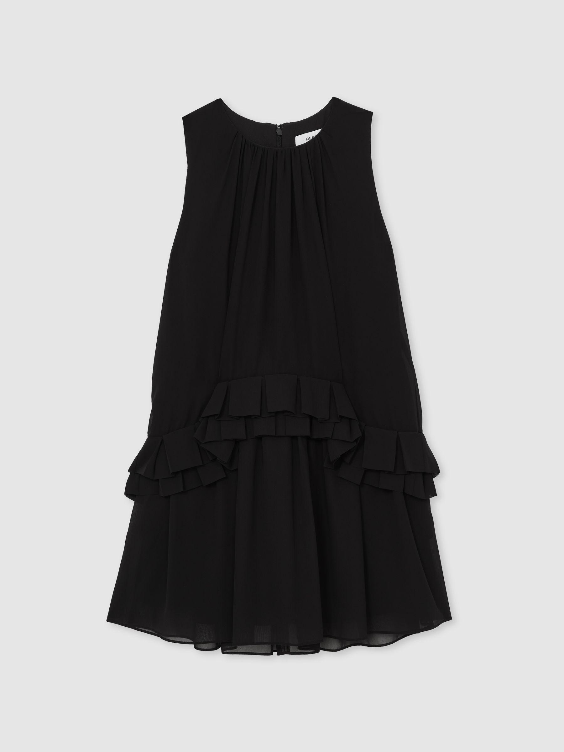 Chiffon Tiered Ruffle Dress in Black Product Image