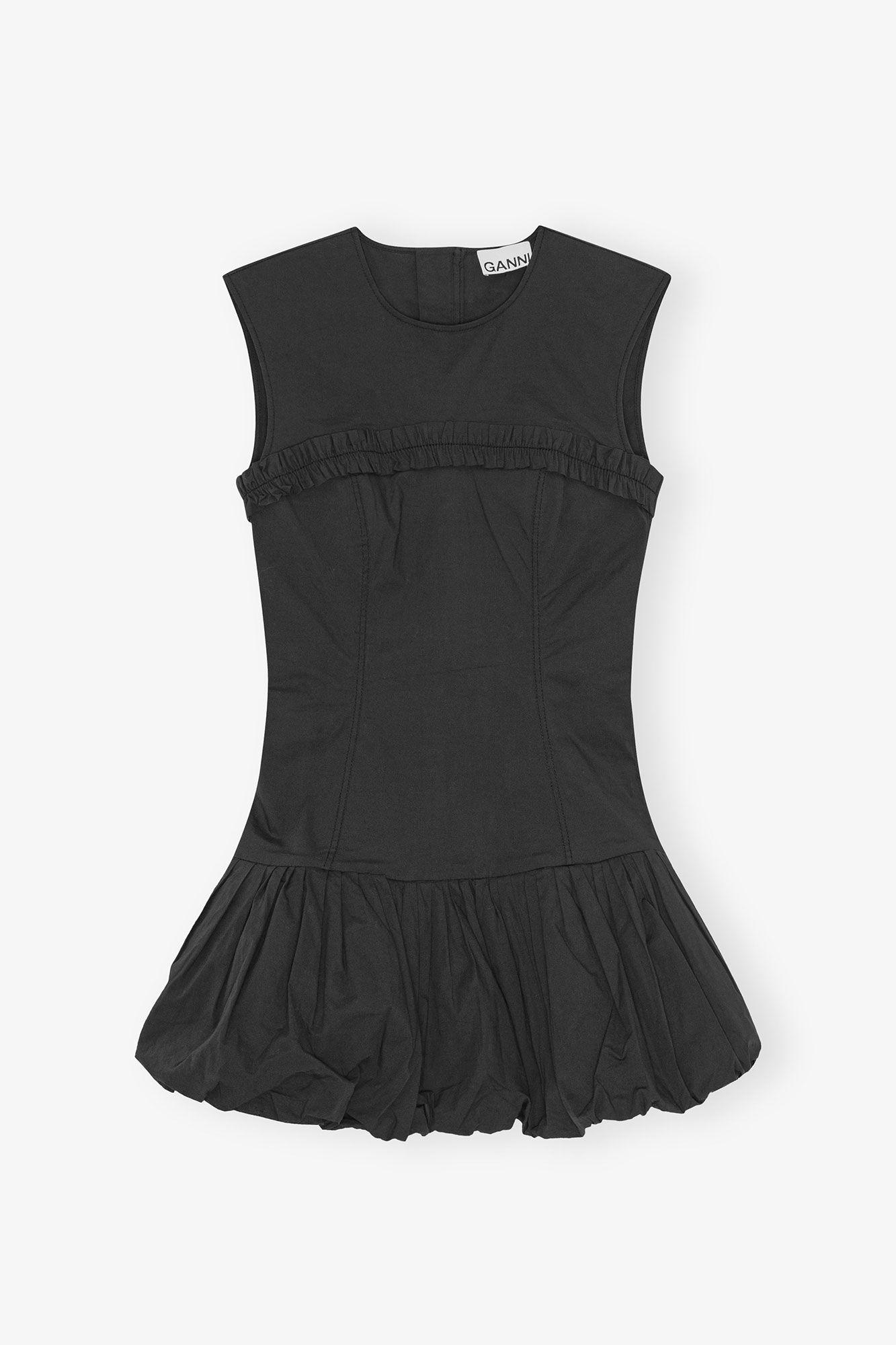 Black Stretch Cotton Corset Mini Dress Product Image