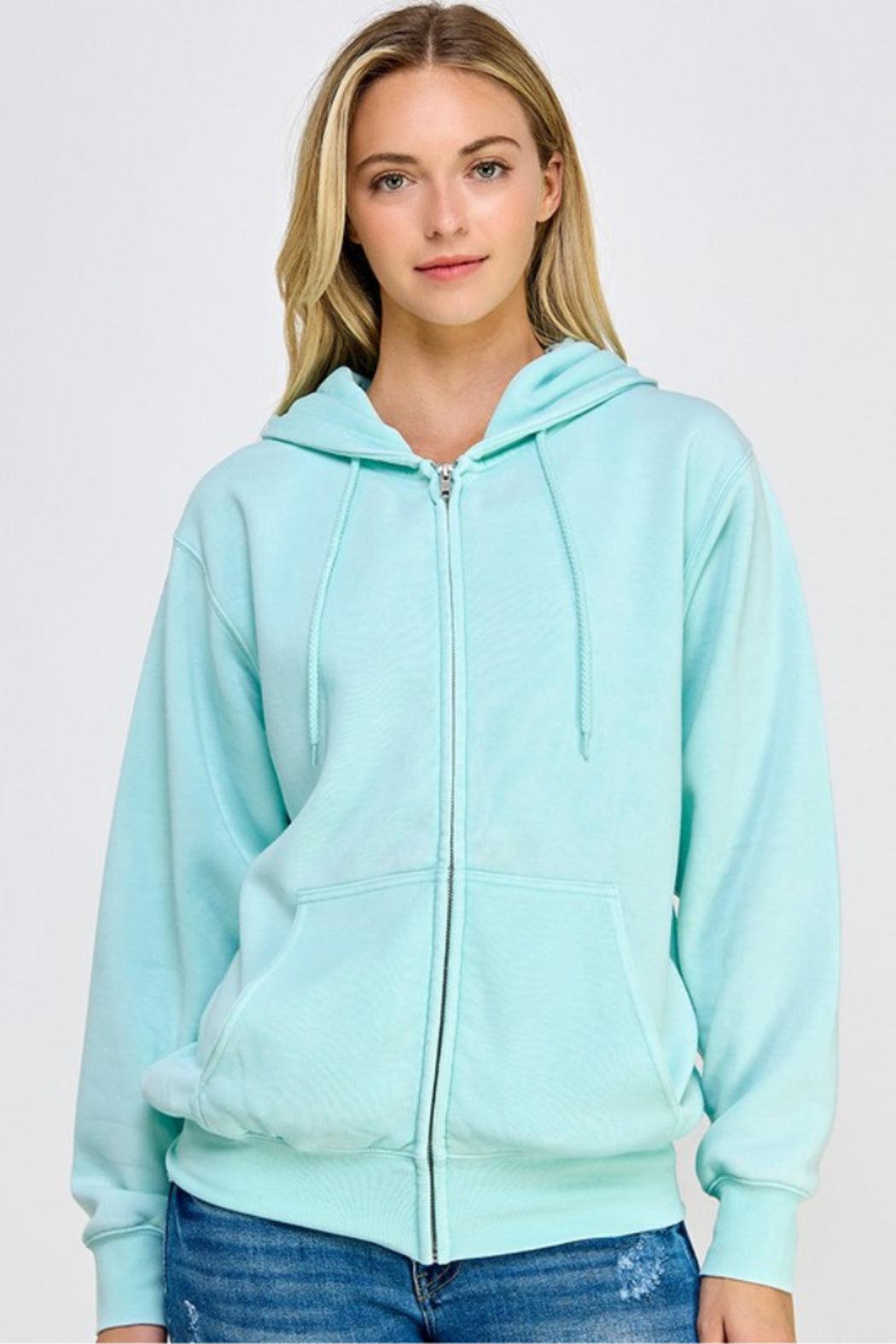 Fleece Burn Out Boyfriend's Oversized Zip Up Product Image