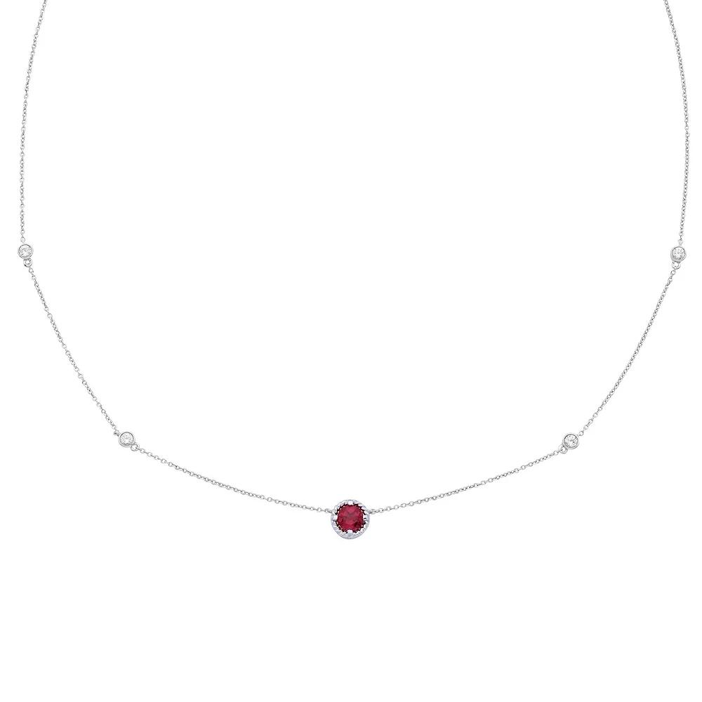 Boston Bay Diamonds Sterling Silver Lab-Grown Ruby & White Sapphire Necklace, Women's, Size: 18-20" ADJ Product Image