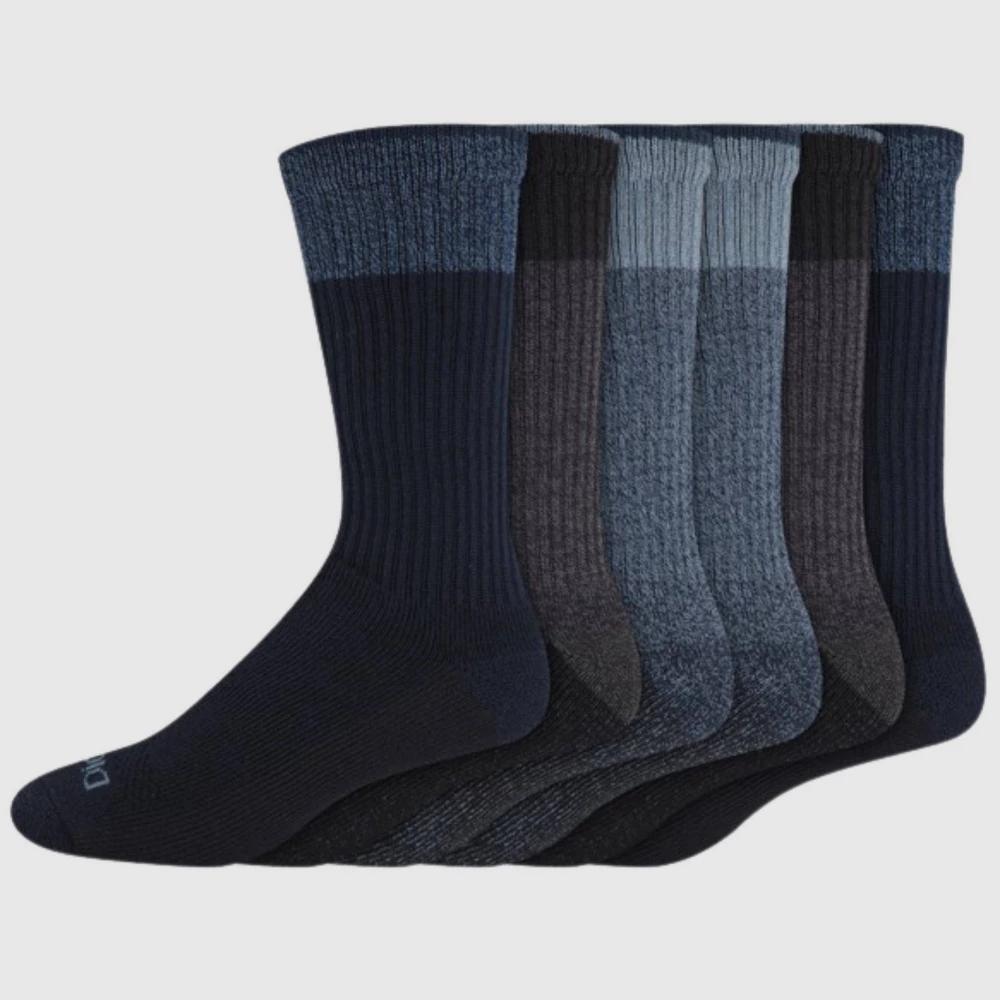 Dickies Men's 6pk Moisture Control Crew Socks - Navy Blue 6-12: Midweight Knit, Tagless, Solid Pattern Product Image