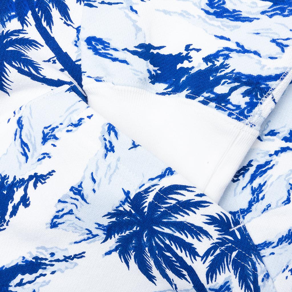 Palm Tree Camo Relaxed Fit Shark Full Zip Hoodie - Blue Male Product Image