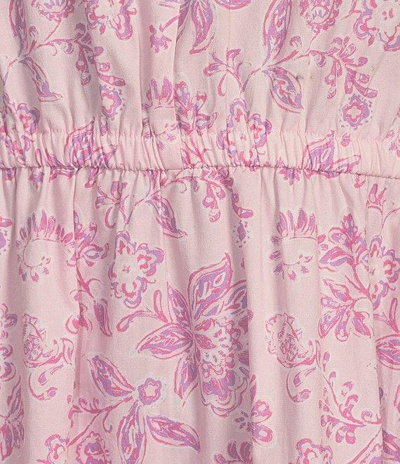 SAIL to SABLE Woven Baroque Floral Split Neck Flutter Sleeve Ric Rac Tiered Midi Dress Product Image