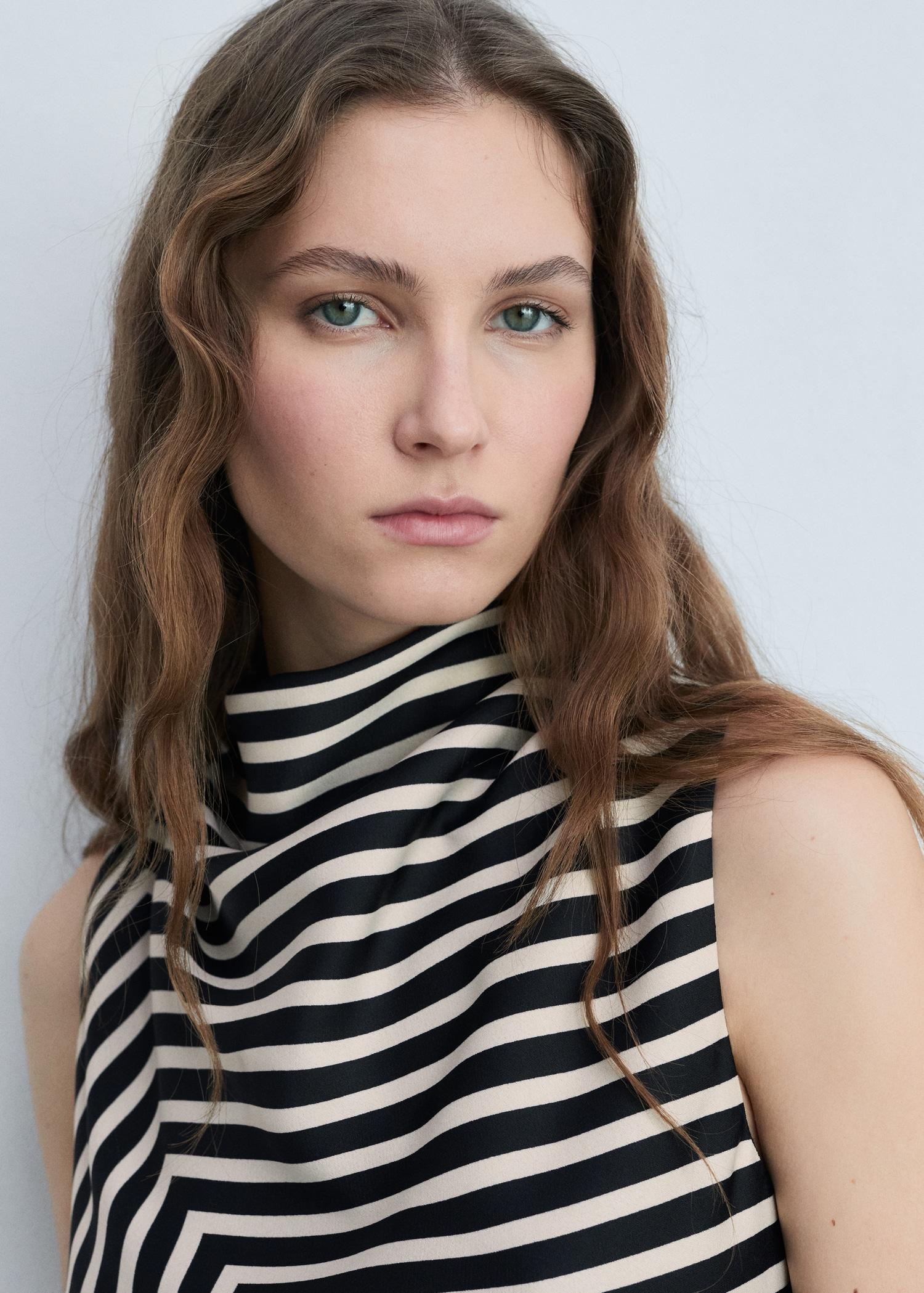 Asymmetrical stripe-print dress - Women | MANGO USA Product Image