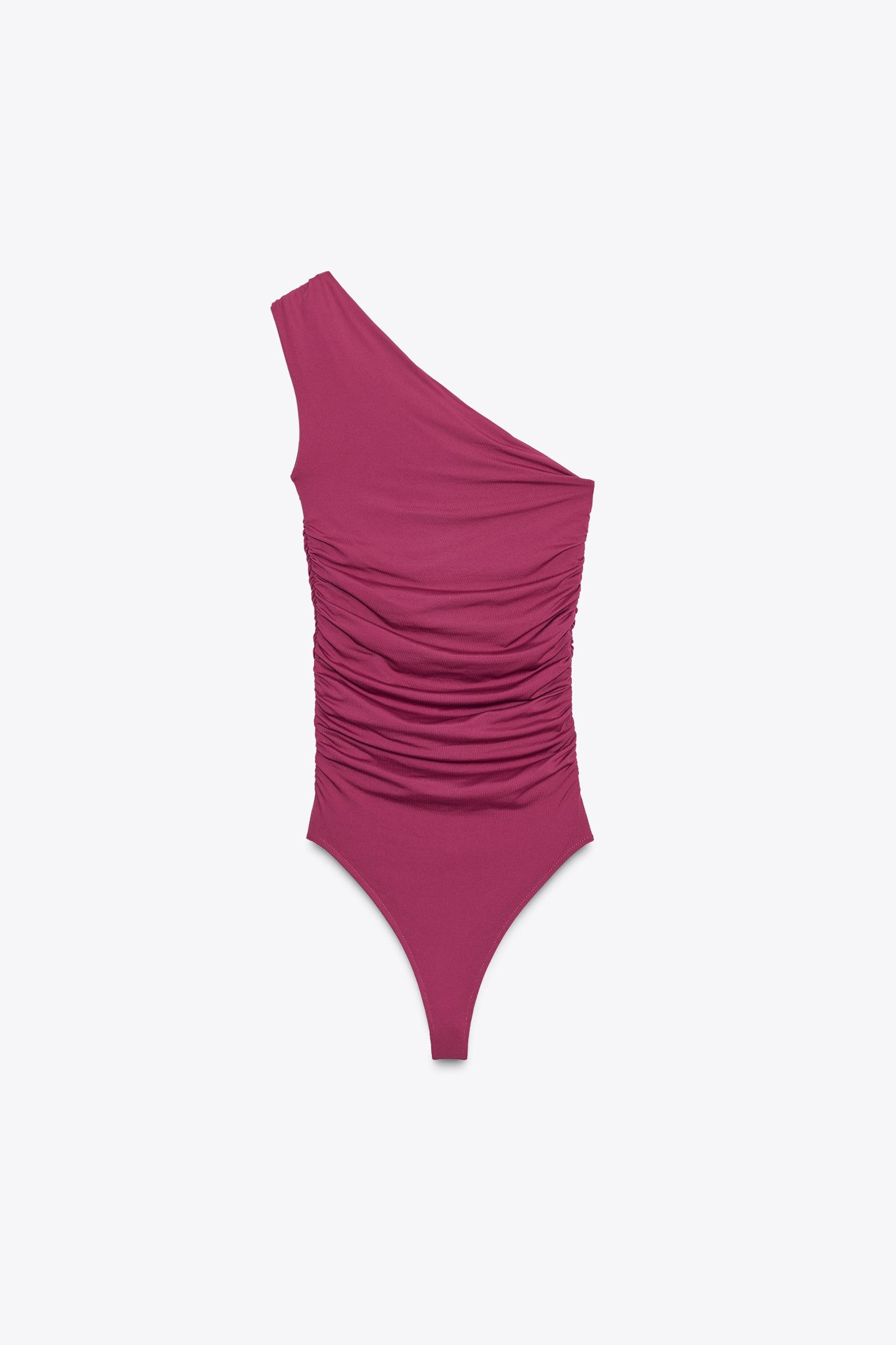 ASYMMETRIC POLYAMIDE BODYSUIT WITH METAL DETAIL Product Image