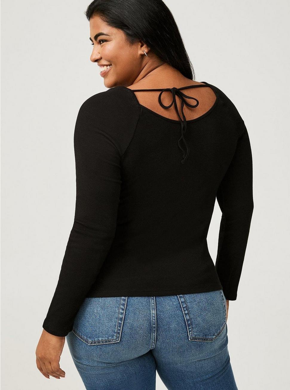 Ribbed Square Neck Henley Product Image