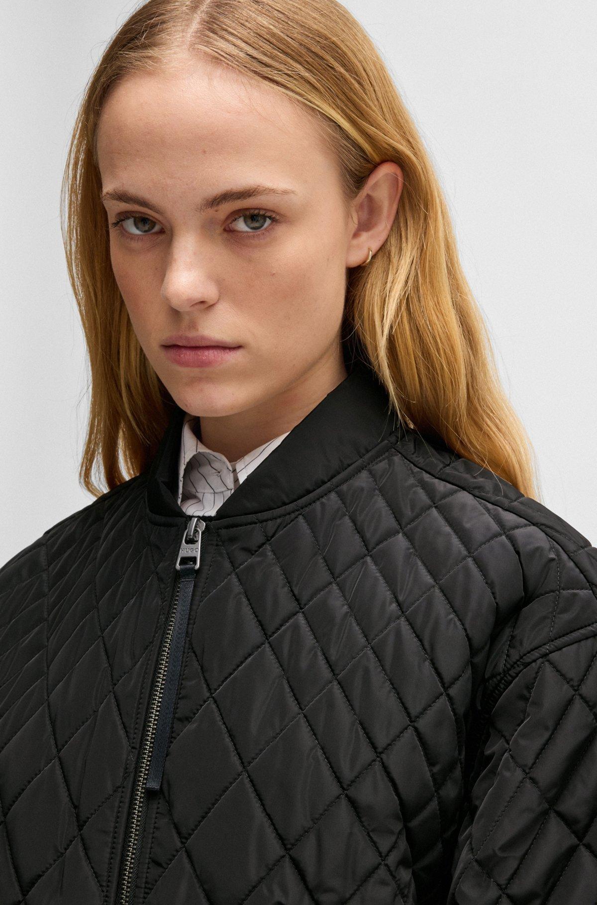 Quilted bomber jacket with ribbon zip-puller Product Image