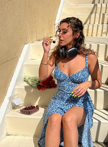 Georgia Midi Dress Navy Lower Impact Product Image