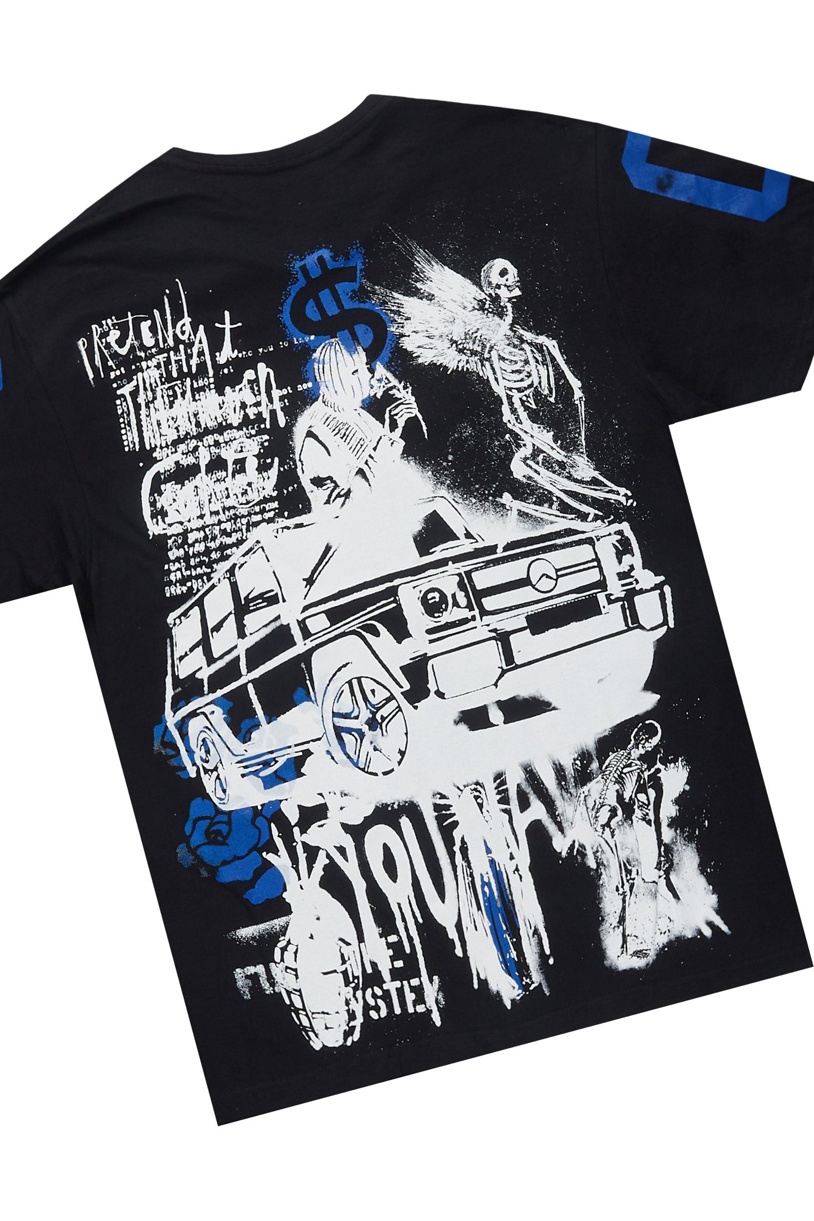 Grill Black/Blue T-Shirt/Denim Short Set Male Product Image