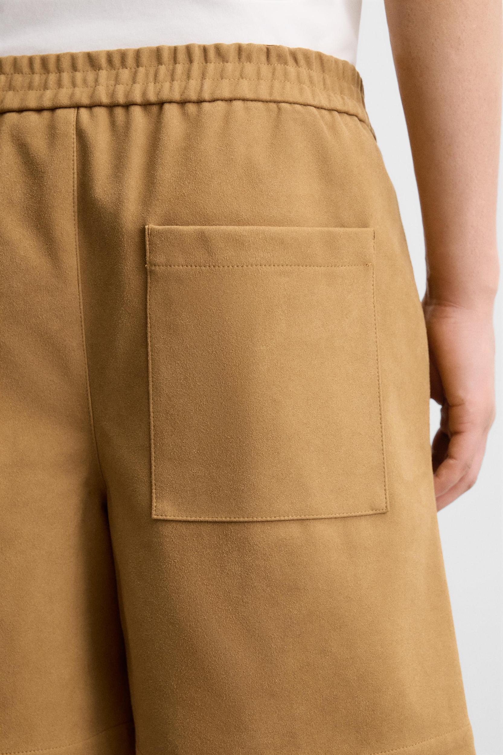 PLEATED FAUX SUEDE SHORTS Product Image