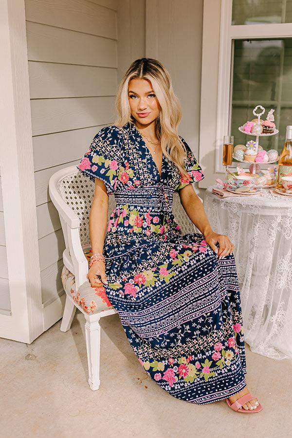 St. Tropez Stroll Floral Midi in Navy Product Image