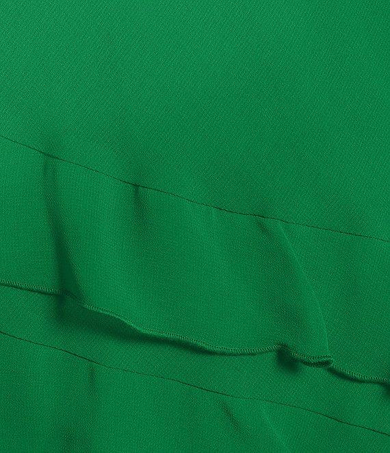 Gianni Bini Belle Rosette Sweetheart Neck Sleeveless Ruffle Chiffon Mini Dress Product Image