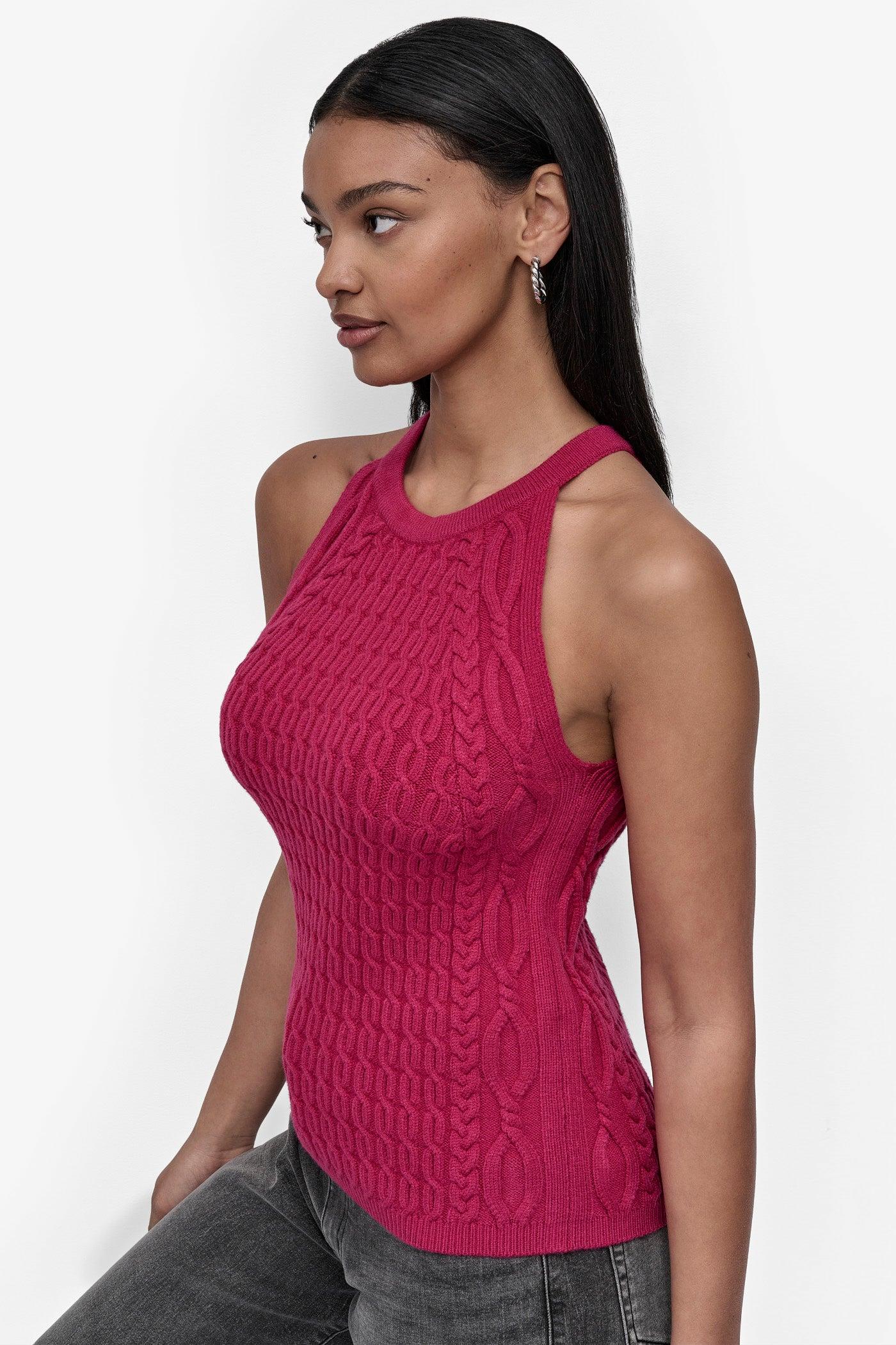 CABLE-KNIT HALTER-STYLE SWEATER Product Image