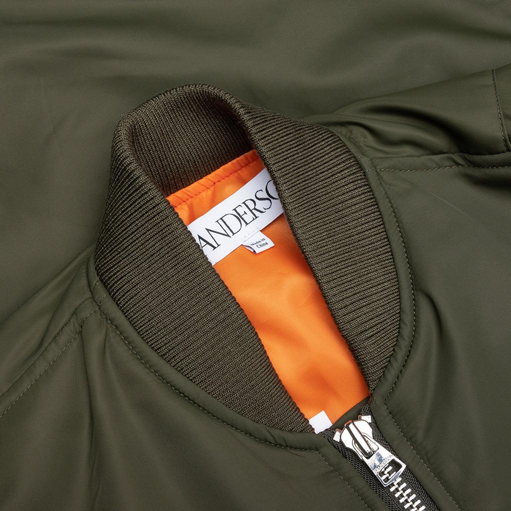 Oversized Curved Hem Bomber Jacket - Olive Male Product Image