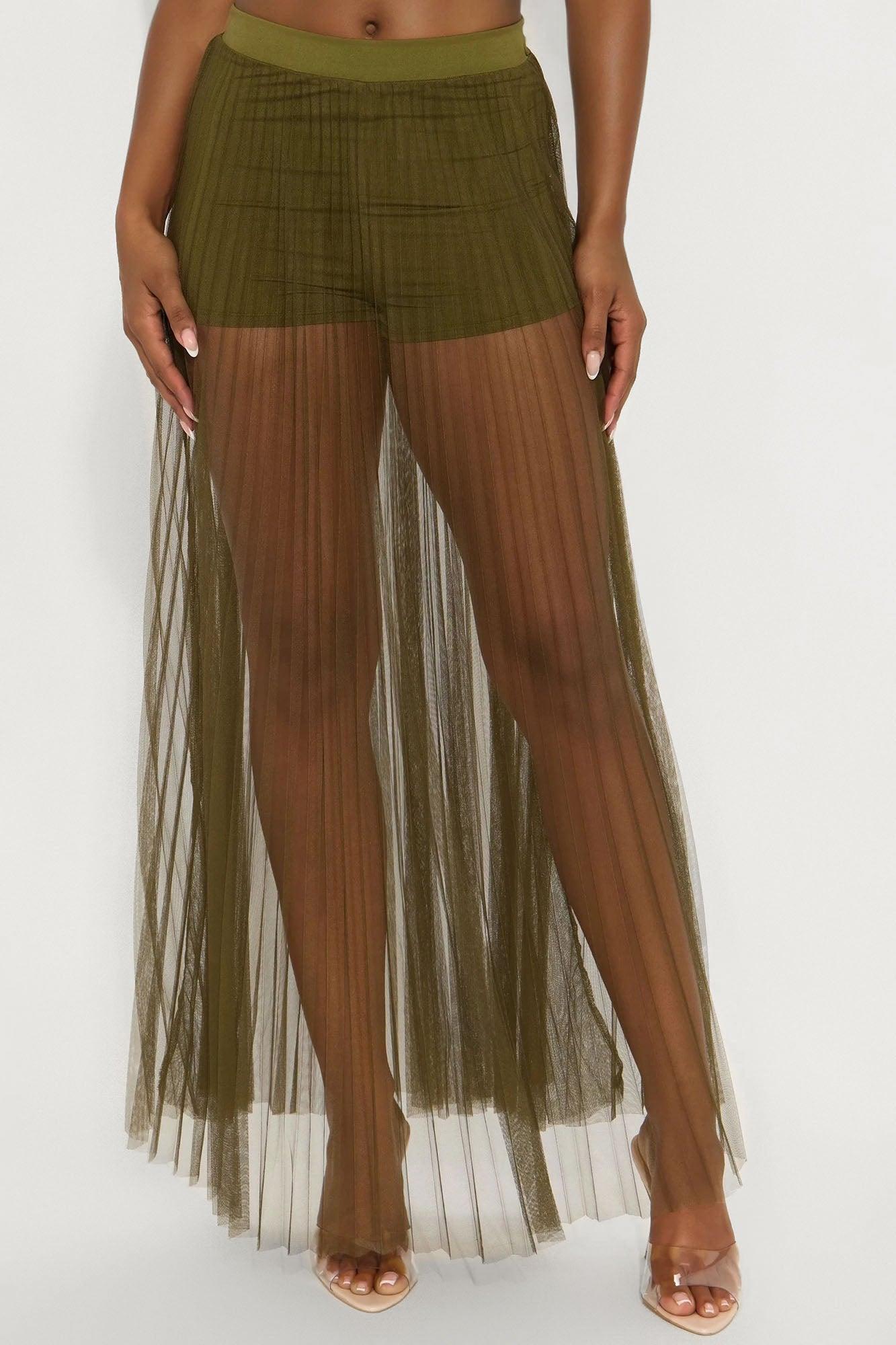 Grace Sheer Tulle Maxi Skirt - Olive Female Product Image