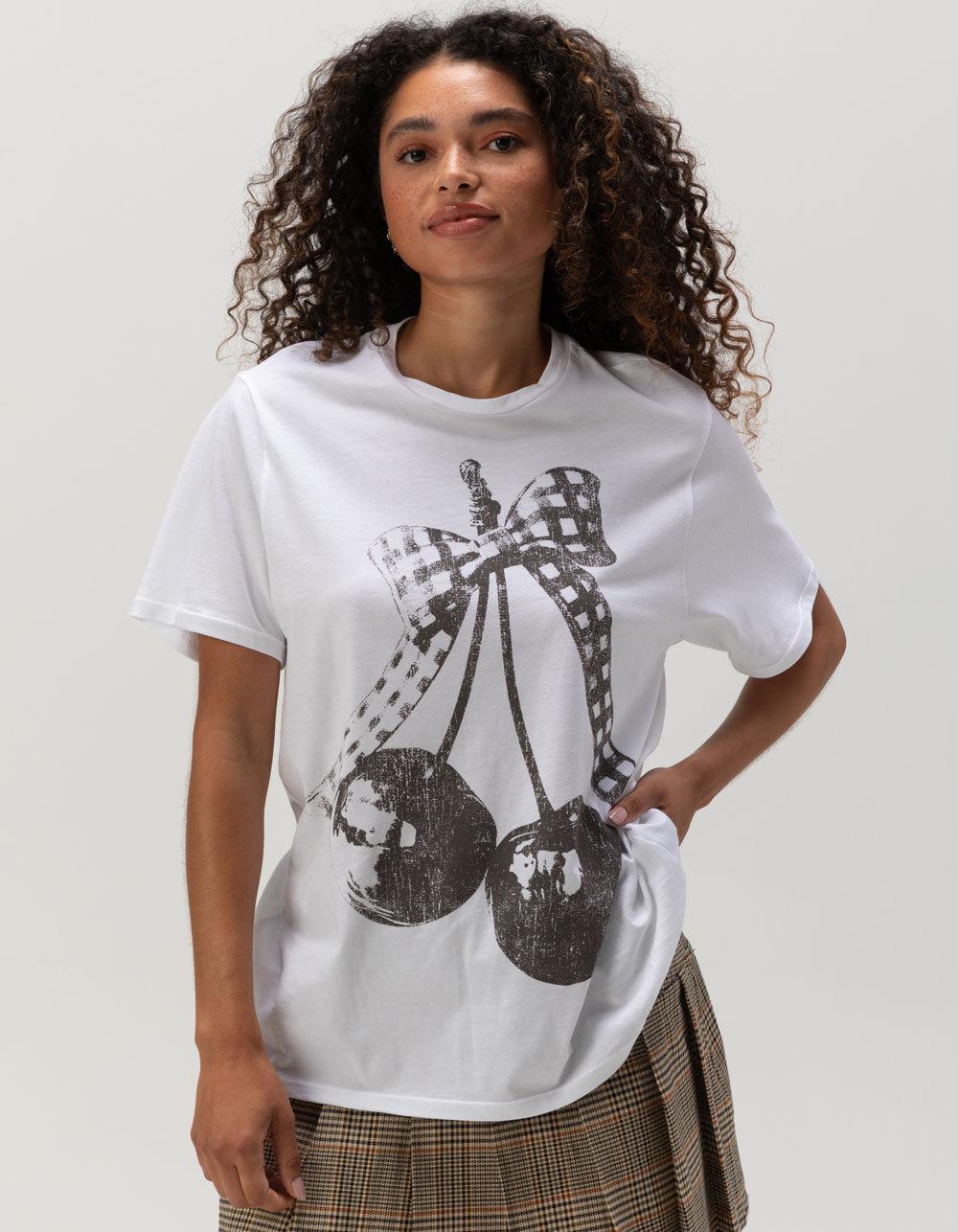 RSQ Womens Cherry Boyfriend Tee - BLK/WHT Product Image