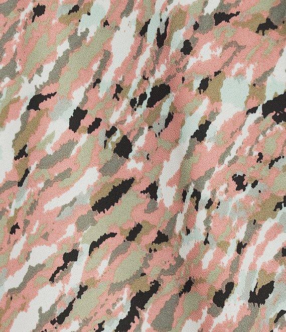 Kasper Petite Size Printed Tie Neck Sleeveless Blouse Product Image