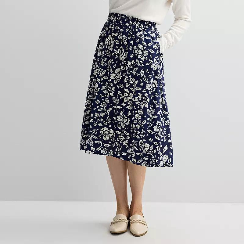 Petite Croft & Barrow Tiered Polished-Front Pull-On Skirt, Women's,  Product Image