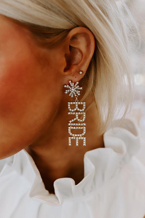Bride Rhinestone Earrings in Gold Product Image