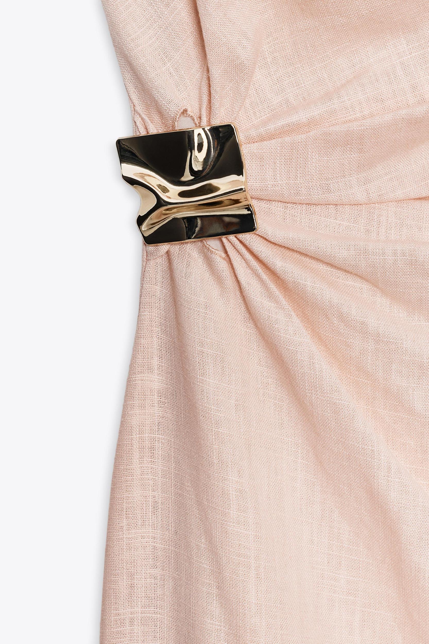 ASYMMETRIC LINEN-BLEND MIDI DRESS WITH APPLIQUÉ Product Image