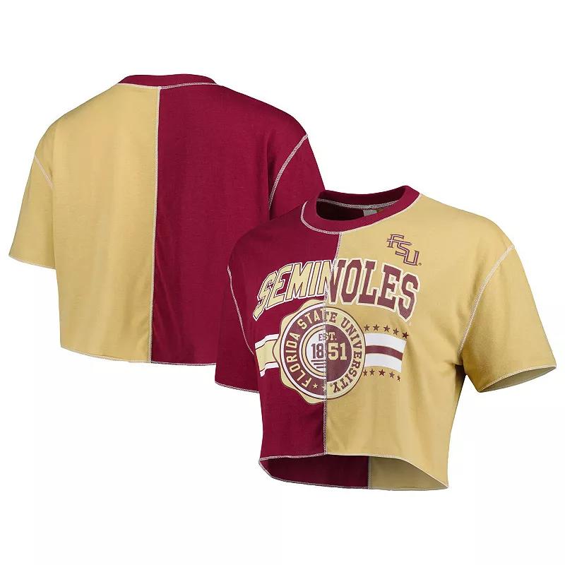 Women's ZooZatz Maroon/Gold Florida State Seminoles Colorblock Cropped T-Shirt, Size: XS, Red Product Image