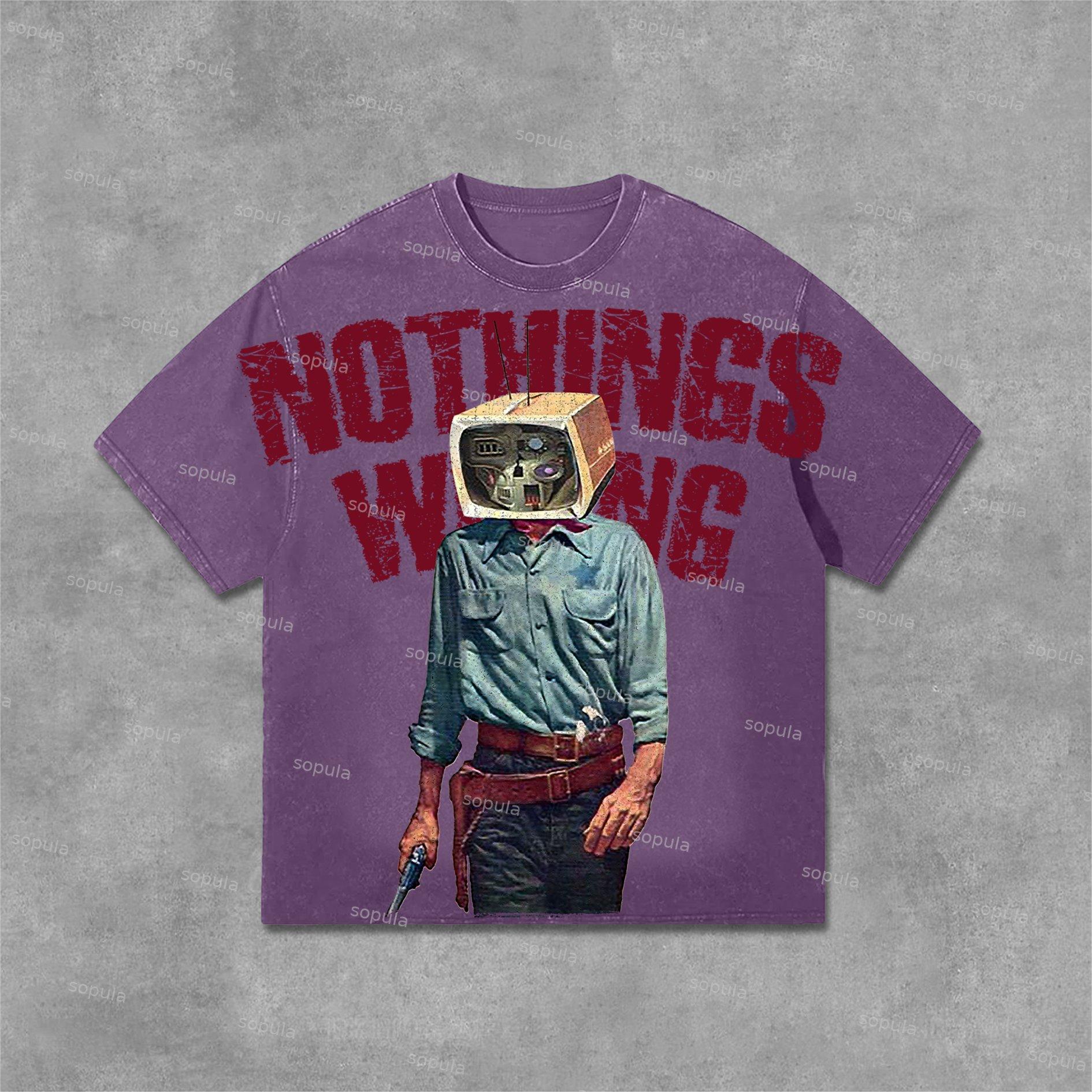 Sopula Vintage Nothing Wrong Graphic Print Washed T-Shirt Product Image