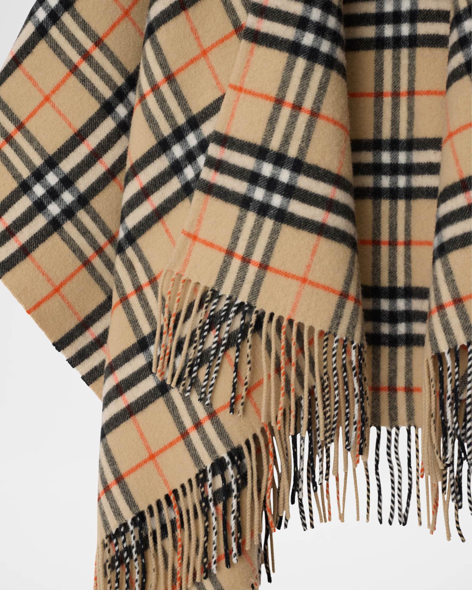 Wool and Cashmere Check Bandana Cape Product Image