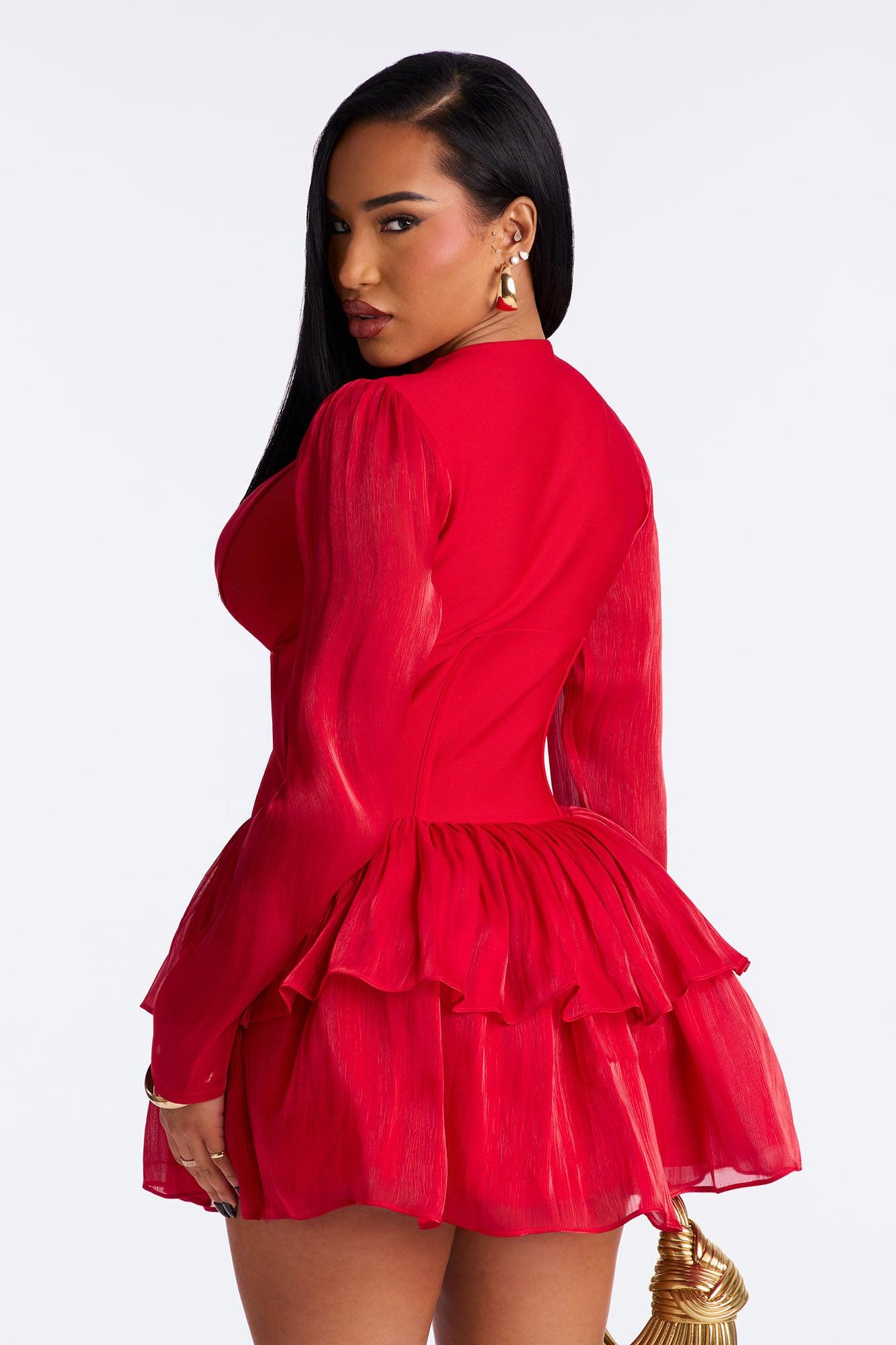 Keep Up Corset Waist Bandage Micro Mini Dress - Red Female Product Image