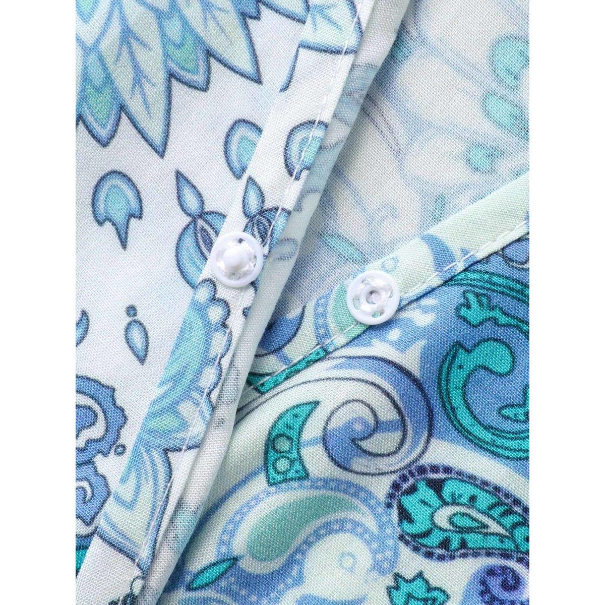 Plus Size Rayon Paisley Print Layered Midi Dress Arctic Women Boho Round Neck Sleeveless Curvy BloomChic 12/L Product Image