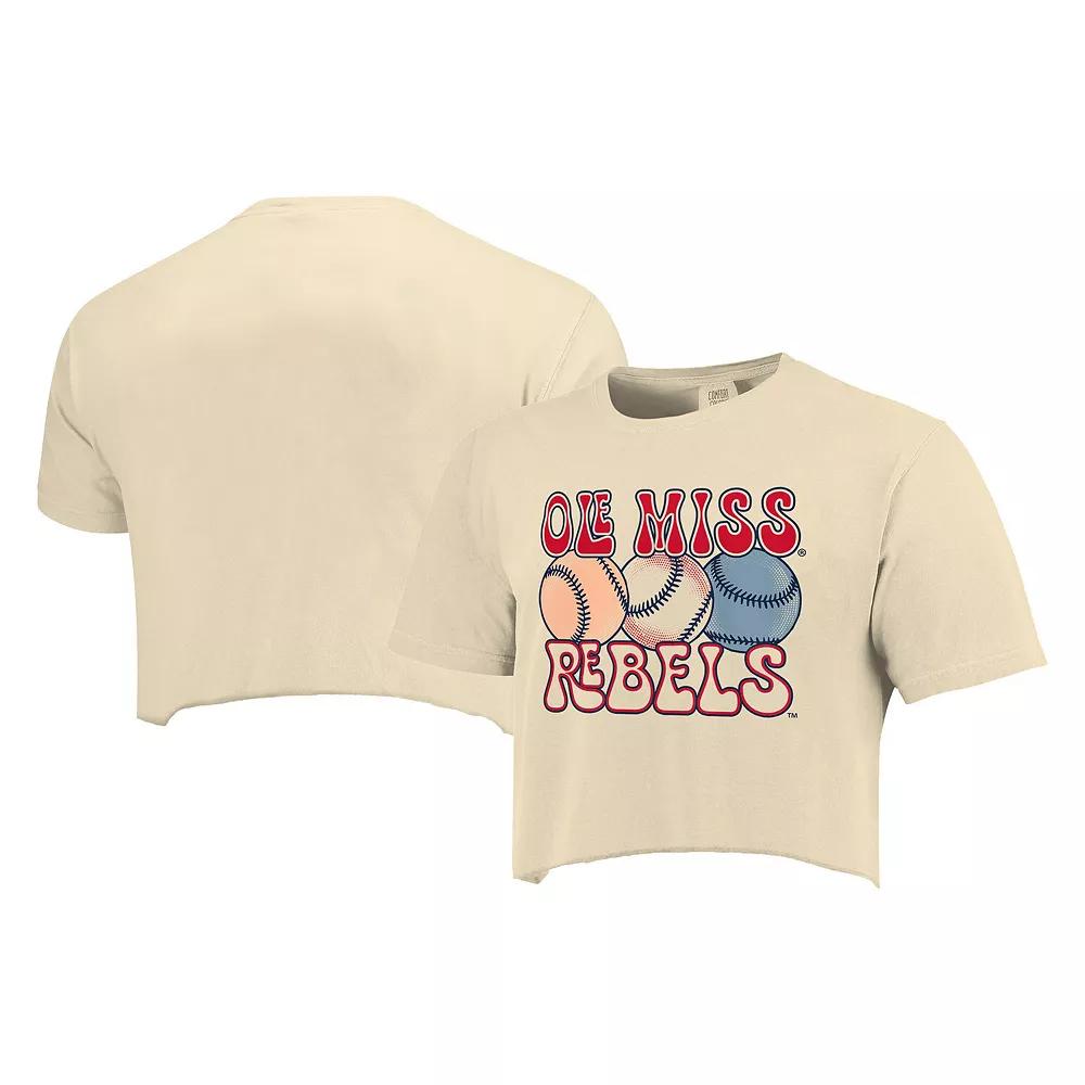 Women's Natural Ole Miss Rebels Comfort Colors Baseball Cropped T-Shirt, Size: XL, Beige Product Image