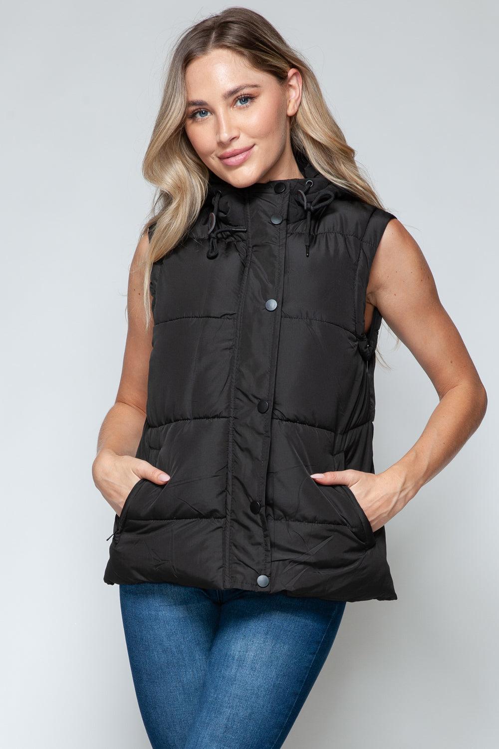 Snobbish Snap and Zip Closure Hooded Vest Product Image